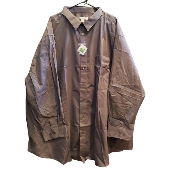 Kings Court Button Up Shirt Mens Sz 22‎ 37/8 Tall Gray Teflon Protection New - Picture 1 of 6